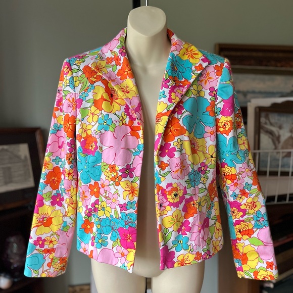 HARVE BENARD BY BENARD HOLTZMAN VIBRANT FLORAL JACKET BLAZER SIZE 10 PETITES - Picture 1 of 15